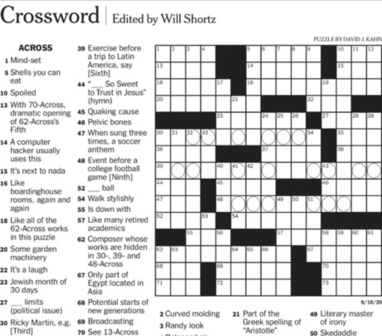 Poet Who Wrote The Love Song Of J Alfred Prufrock Nyt Crossword New York Times Crossword Answers